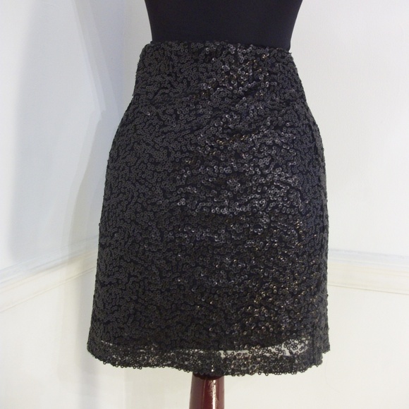 Bisou Bisou Black Sequined Skirt - NWT Size XSmall - Picture 2 of 5